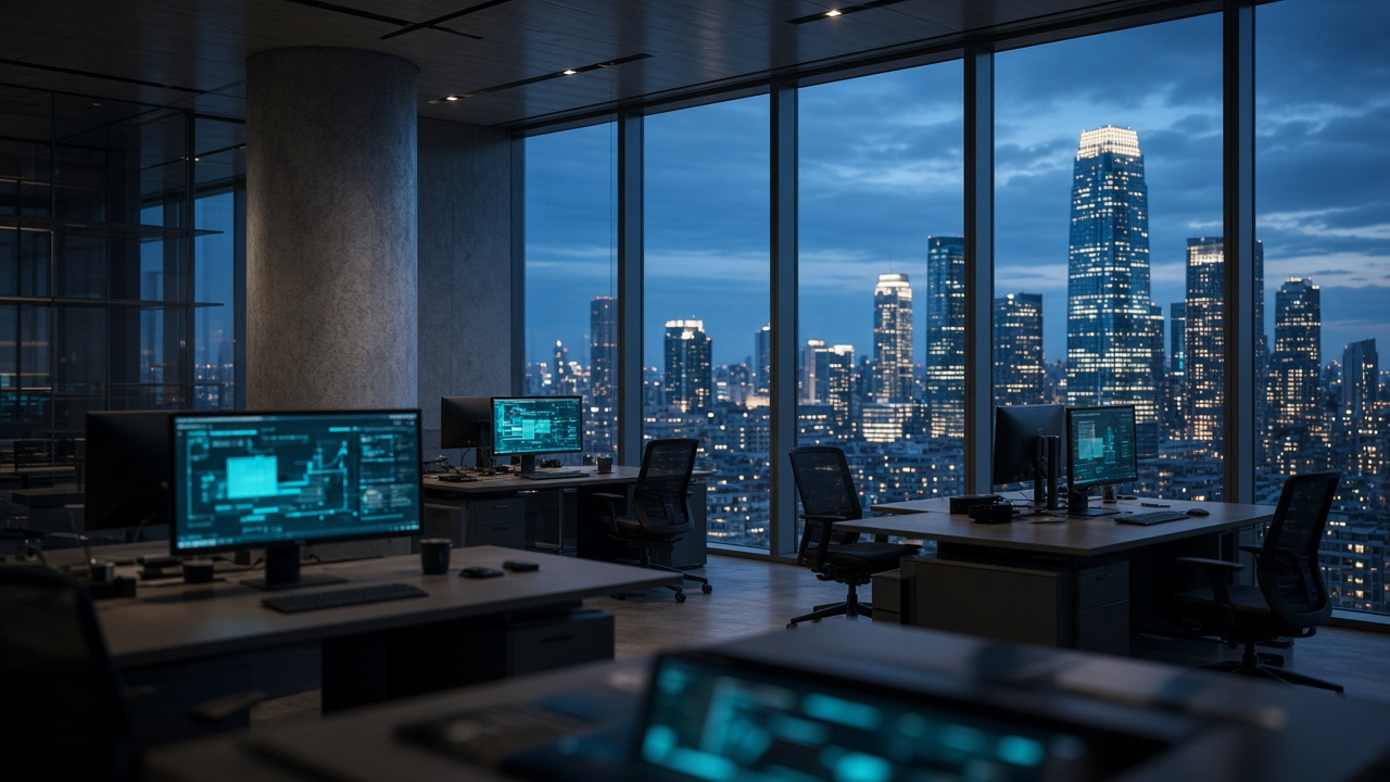 Modern high-tech finance workspace